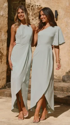 LILYWHYT Mi Amore|Dresses^Genevieve Boat Neck Maxi Dress - Sage