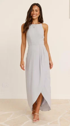 LILYWHYT Sale Evening|Sale Dresses^Genevieve Boat Neck Maxi Dress - Silver