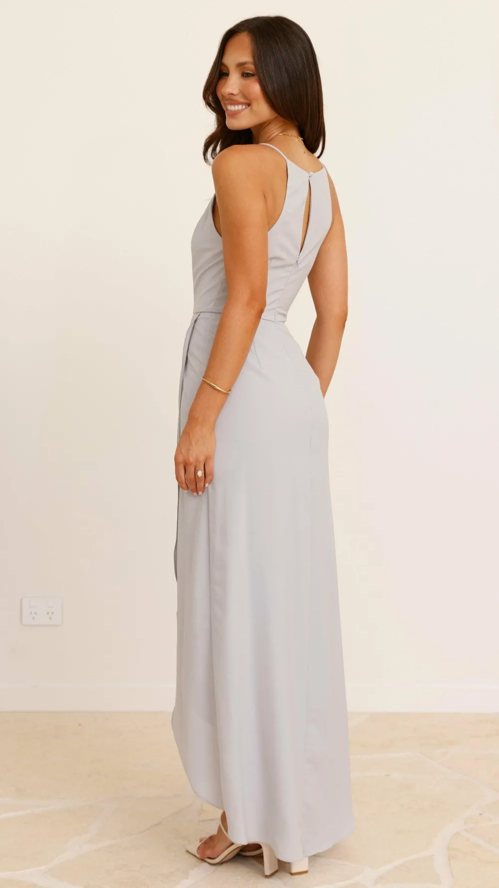 LILYWHYT Sale Evening|Sale Dresses^Genevieve Boat Neck Maxi Dress - Silver