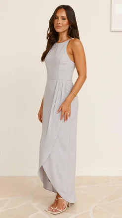 LILYWHYT Sale Evening|Sale Dresses^Genevieve Boat Neck Maxi Dress - Silver