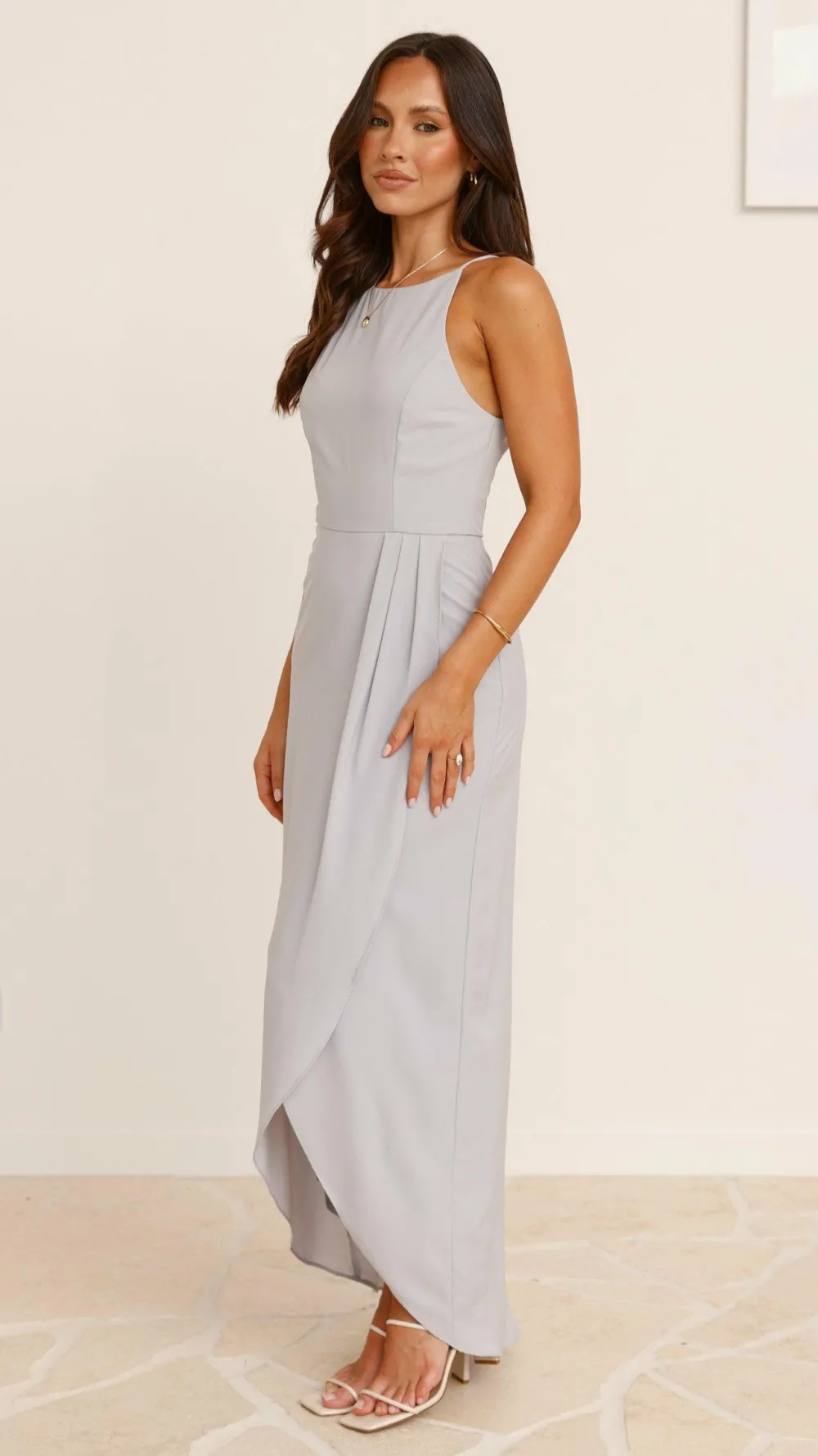 LILYWHYT Sale Evening|Sale Dresses^Genevieve Boat Neck Maxi Dress - Silver