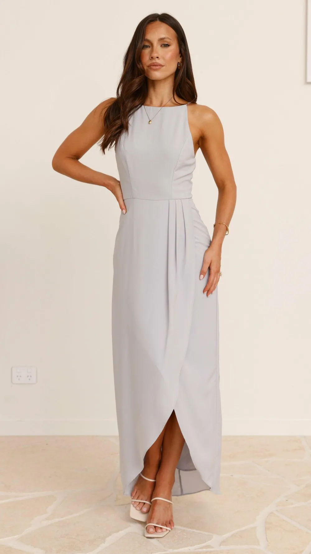 LILYWHYT Sale Evening|Sale Dresses^Genevieve Boat Neck Maxi Dress - Silver