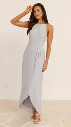 LILYWHYT Sale Evening|Sale Dresses^Genevieve Boat Neck Maxi Dress - Silver
