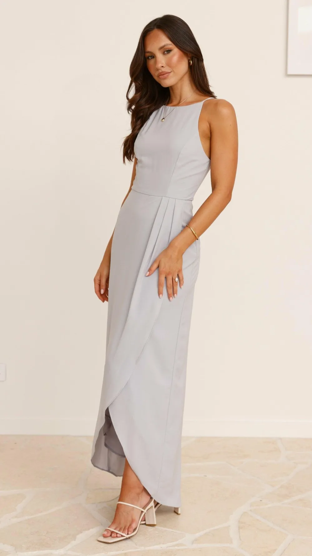 LILYWHYT Sale Evening|Sale Dresses^Genevieve Boat Neck Maxi Dress - Silver