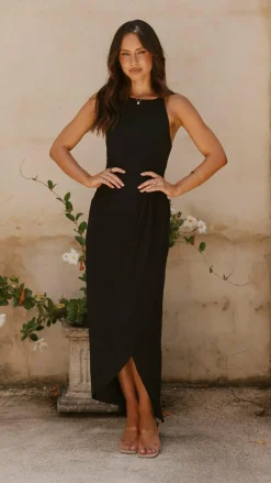 LILYWHYT Mi Amore|Dresses^Genevieve Boat Neck Maxi Dress - Black