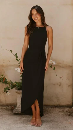 LILYWHYT Mi Amore|Dresses^Genevieve Boat Neck Maxi Dress - Black