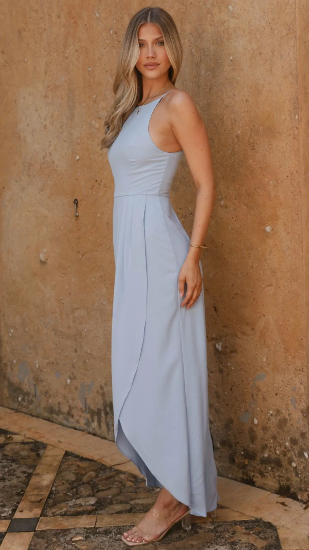LILYWHYT Mi Amore|Dresses^Genevieve Boat Neck Maxi Dress - Blue