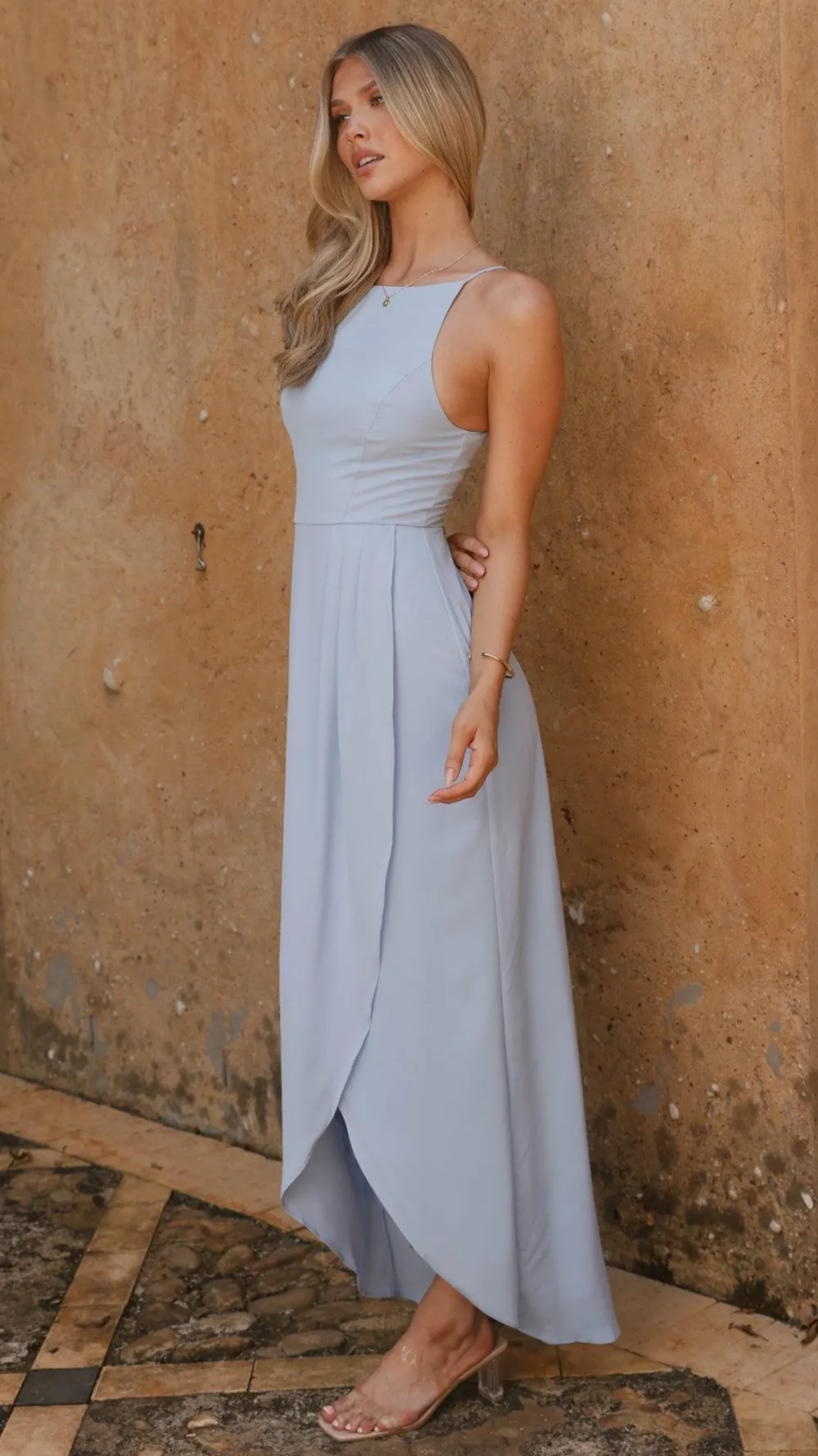LILYWHYT Mi Amore|Dresses^Genevieve Boat Neck Maxi Dress - Blue