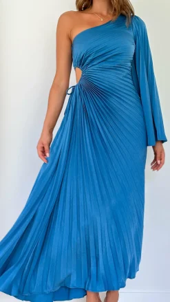Shareen Sale Dresses|Wedding Guest Dresses^Gwen One Shoulder Maxi Dress - Blue