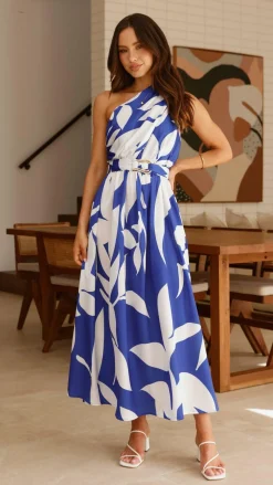 YH AND CO Dresses|Maxi^Hadas Maxi Dress - Cobalt/White Print