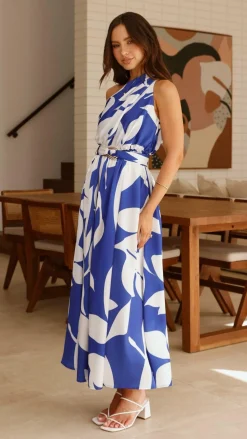 YH AND CO Dresses|Maxi^Hadas Maxi Dress - Cobalt/White Print