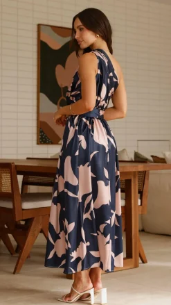 YH AND CO Dresses|Maxi^Hadas Maxi Dress - Navy/Pink Print