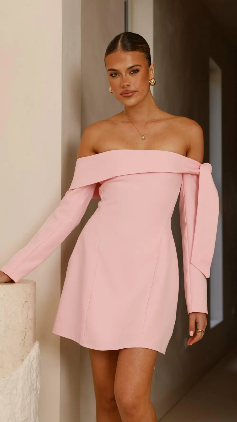 SASHA (BNE) Dresses|Mini^Halen Long Sleeve Mini Dress - Pink