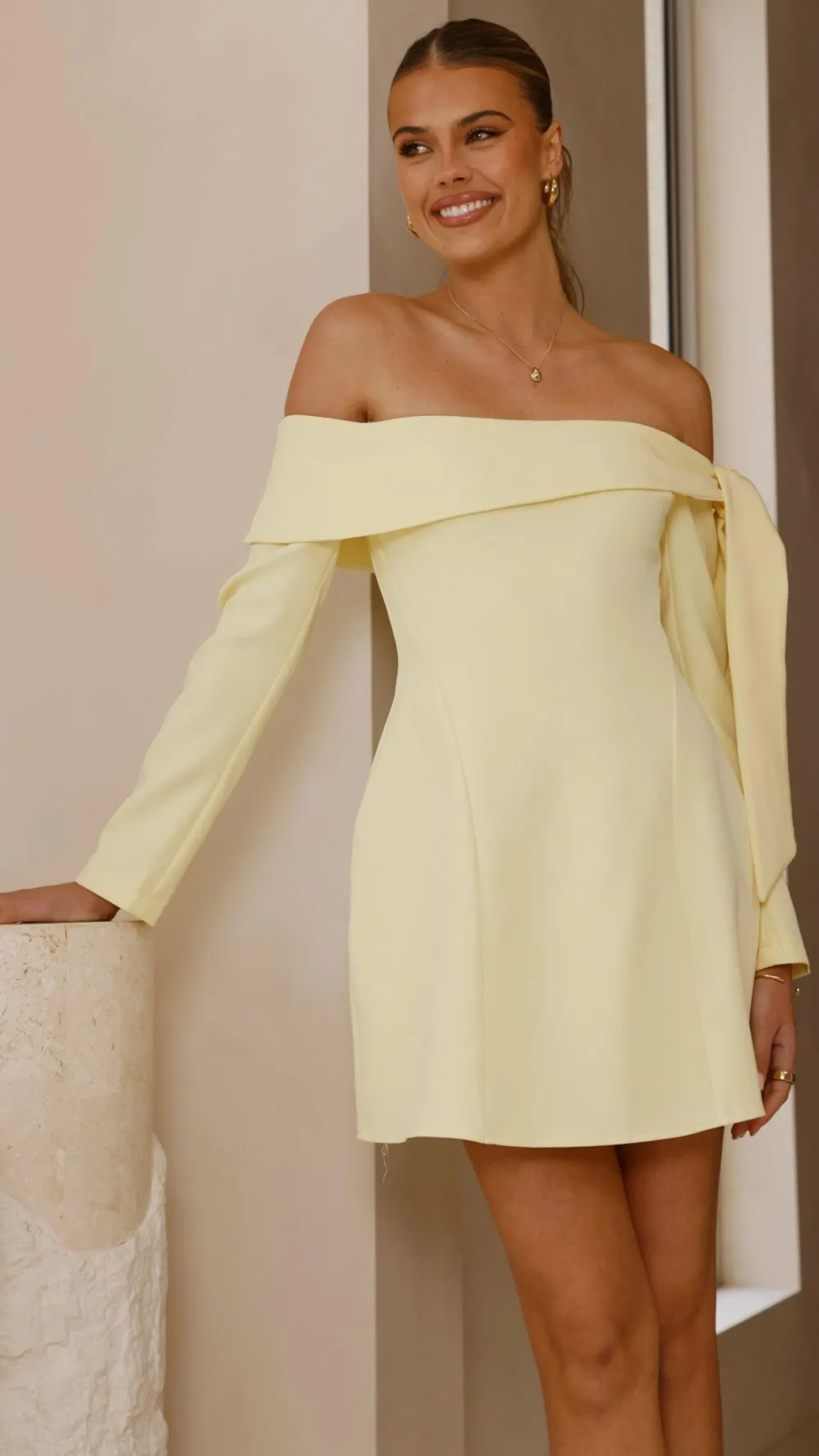 SASHA (BNE) Dresses|Mini^Halen Long Sleeve Mini Dress - Lemon