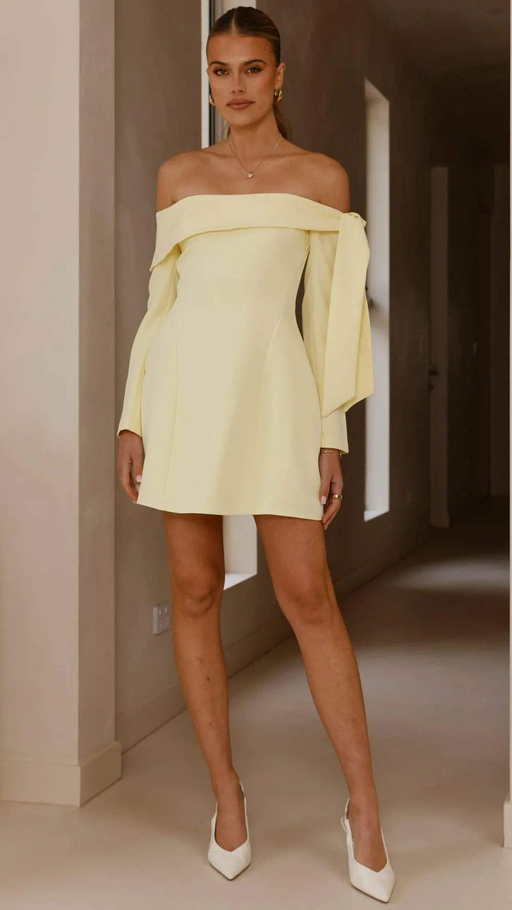 SASHA (BNE) Dresses|Mini^Halen Long Sleeve Mini Dress - Lemon