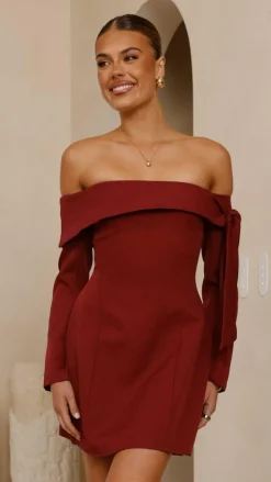 SASHA (BNE) Dresses|Mini^Halen Long Sleeve Mini Dress - Wine