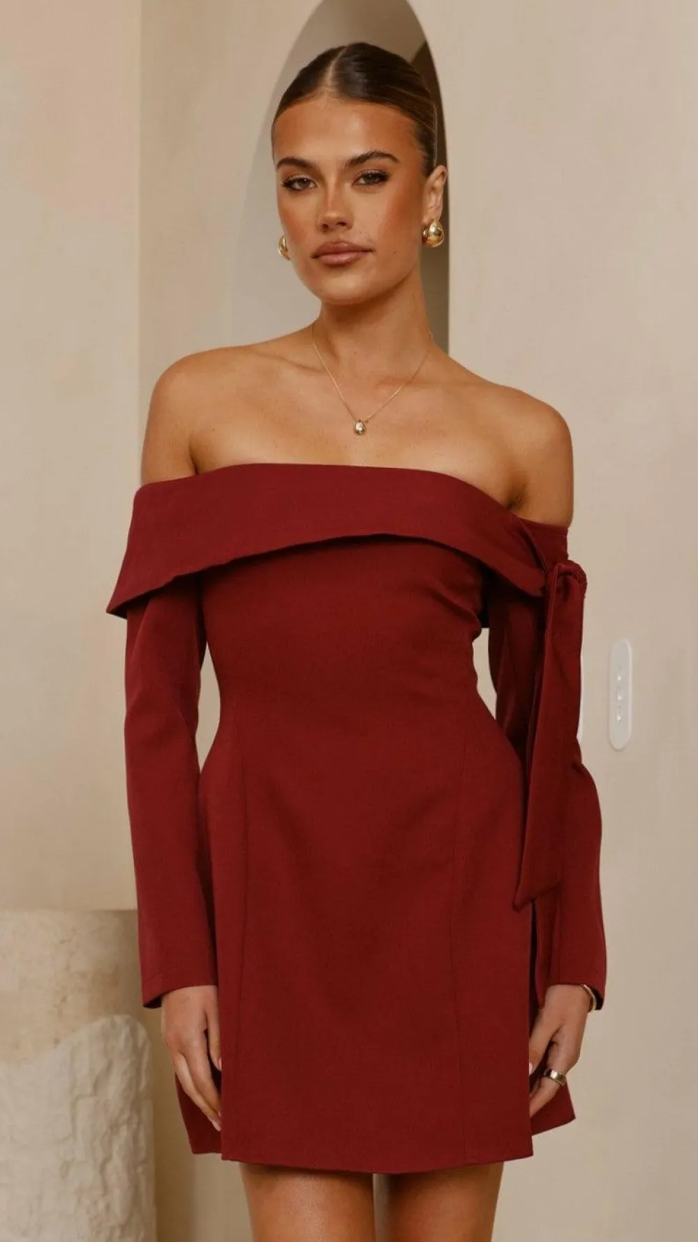 SASHA (BNE) Dresses|Mini^Halen Long Sleeve Mini Dress - Wine