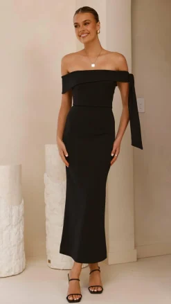 SASHA (BNE) Dresses|Midi^Halen Off Shoulder Midi Dress - Black