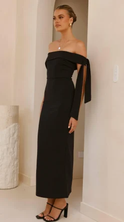 SASHA (BNE) Dresses|Midi^Halen Off Shoulder Midi Dress - Black