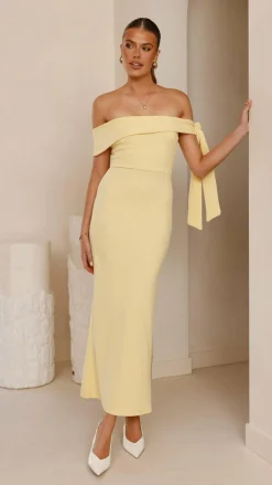 SASHA (BNE) Dresses|Midi^Halen Off Shoulder Midi Dress - Lemon
