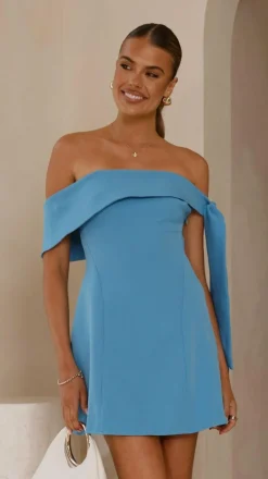 SASHA (BNE) Dresses|Mini^Halen Off Shoulder Mini Dress - Blue