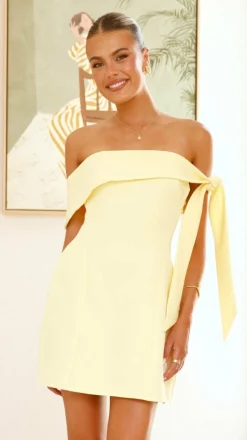 SASHA (BNE) Dresses|Mini^Halen Off Shoulder Mini Dress - Lemon