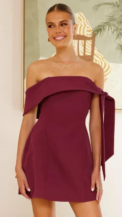 SASHA (BNE) Dresses|Mini^Halen Off Shoulder Mini Dress - Wine