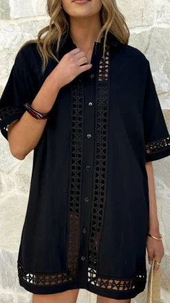 LILYWHYT Dresses|Mini^Halia Mini Shirt Dress - Black