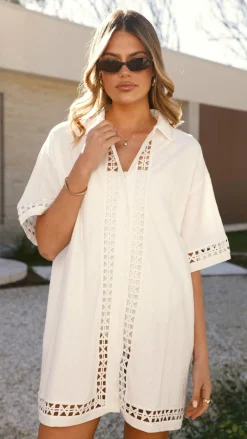 LILYWHYT Dresses|Mini^Halia Mini Shirt Dress - White