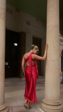 LILYWHYT Dresses|Maxi^Halle One Shoulder Maxi Dress - Red