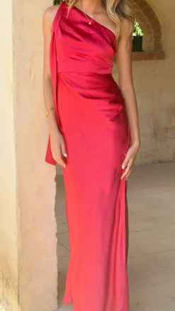 LILYWHYT Dresses|Maxi^Halle One Shoulder Maxi Dress - Red