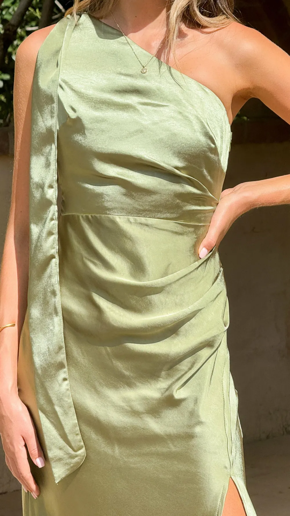 LILYWHYT Mon Cheri|Dresses^Halle One Shoulder Maxi Dress - Olive