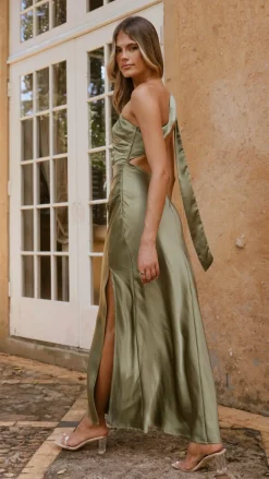 LILYWHYT Mon Cheri|Dresses^Halle One Shoulder Maxi Dress - Olive