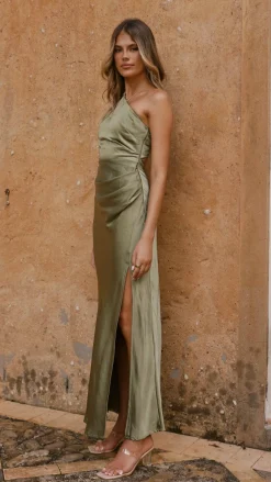 LILYWHYT Mon Cheri|Dresses^Halle One Shoulder Maxi Dress - Olive