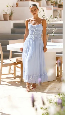 LILYWHYT Dresses|Maxi^Halo Maxi Dress - Blue / White