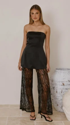 Main St Sets|Bottoms^Harlean Strapless Top and Lace Pants Set - Black