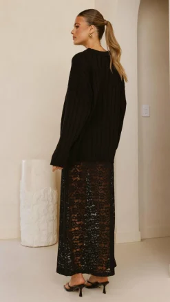 Burans Bottoms^Harlene Lace Maxi Skirt - Black
