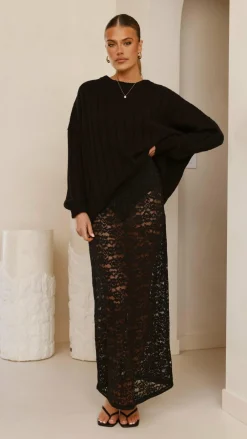 Burans Bottoms^Harlene Lace Maxi Skirt - Black