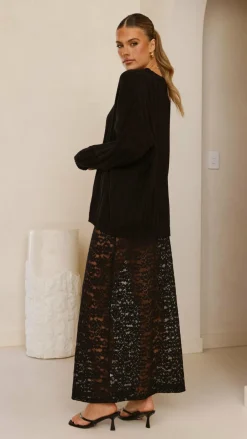 Burans Bottoms^Harlene Lace Maxi Skirt - Black