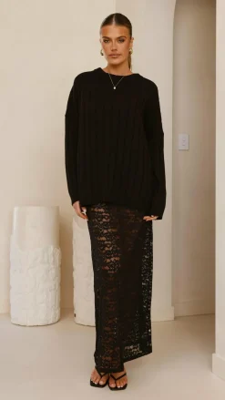 Burans Bottoms^Harlene Lace Maxi Skirt - Black