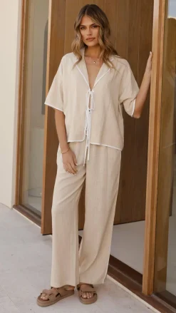 YH AND CO Sets|Tops^Hartley Tie Shirt - Beige / White