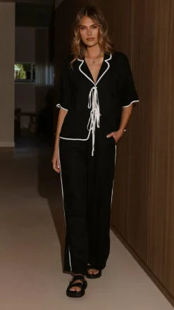 YH AND CO Sets|Tops^Hartley Tie Shirt - Black / White
