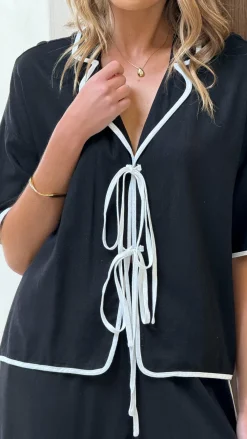 YH AND CO Sets|Tops^Hartley Tie Shirt - Black / White