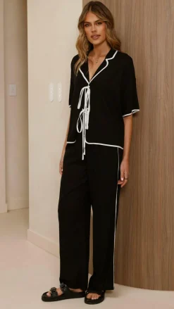 YH AND CO Sets|Tops^Hartley Tie Shirt - Black / White