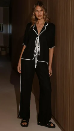 YH AND CO Sets|Tops^Hartley Tie Shirt - Black / White