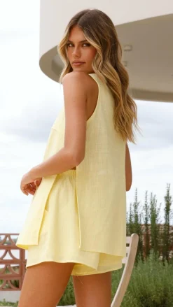 By Frankie Sets|Bottoms^Hayley Vest and Shorts Set - Yellow