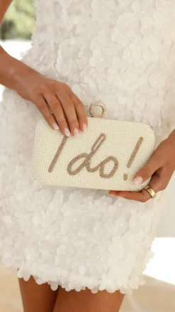 Angel Whisper Bags|Bridal Accessories^I DO Sequin Clutch - Gold/White