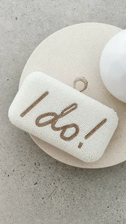 Angel Whisper Bags|Bridal Accessories^I DO Sequin Clutch - Gold/White