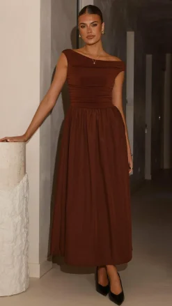 LILYWHYT Dresses|Midi^Immy Midi Dress - Brown