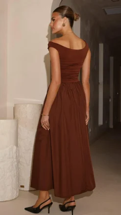 LILYWHYT Dresses|Midi^Immy Midi Dress - Brown
